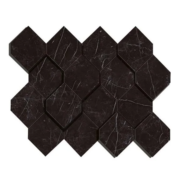 Мозаика керамогранит Marvel Stone Nero Marquina Mosaico Esagono 3D (AS4B)