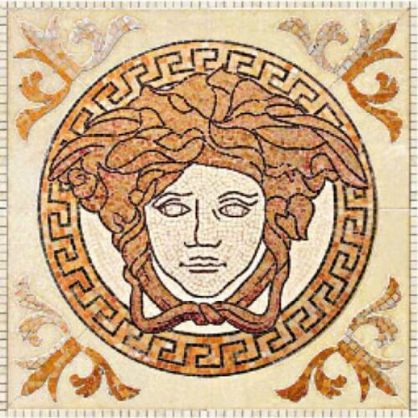 Панно Rosoni Medusa In Pietra Naturale Almond 78.9x78.9 Palace Gold Versace