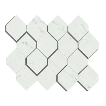 Мозаика керамогранит Marvel Stone Carrara Pure Mosaico Esagono 3D (AS4A)