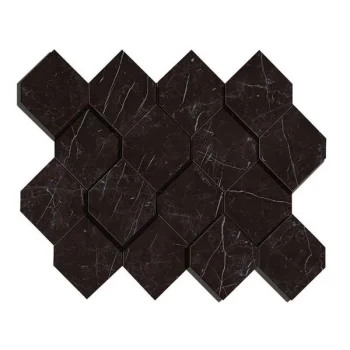 Мозаика керамогранит Marvel Stone Nero Marquina Mosaico Esagono 3D (AS4B)